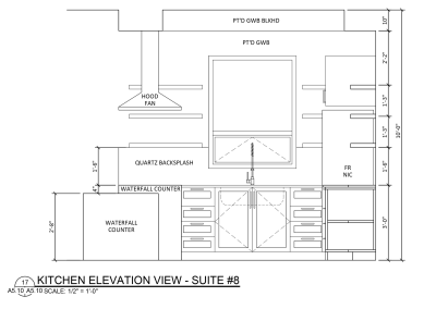 Suite 8 Kitchen Elevation View Plans